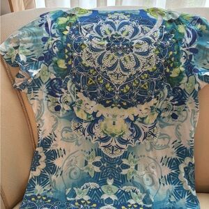 Blue and Green Mandala Print Women's Top
